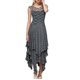 thumbnail image 1 of Vestido largo sexy de mujer con falda irregular de encaje alto y bajo - Cuello en V, mangas con volantes, diseño con bolsillos - Apto para la playa, para llevar de forma informal o para fiestas - A, 1 of 5