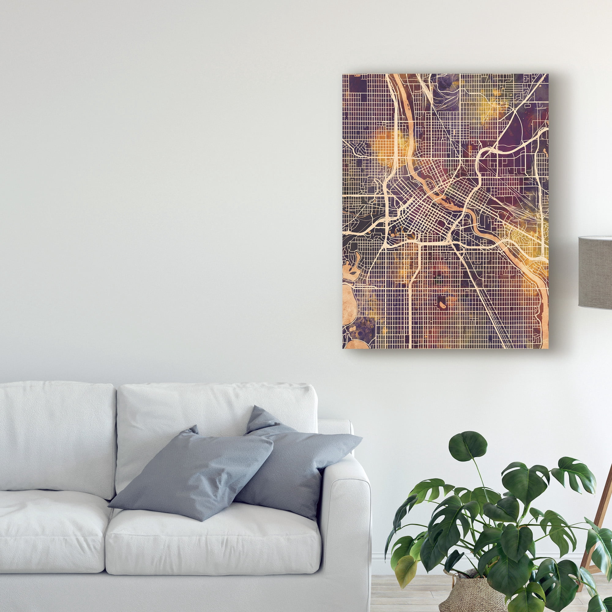 Trademark Fine Art 'Minneapolis Minnesota City Map II' Canvas Art by Michael Tompsett