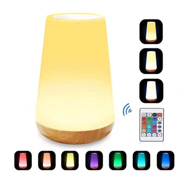 Luz de noche LED, lámpara de noche colorida, luz de noche táctil con 13 colores cambiantes, lámpara de mesa recargable con luz blanca cálida para dormitorio, habitación de bebé y sala de estar.