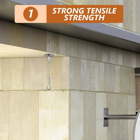 FRCOLOR 5PCS Brass Hook and Eye Turnbuckle Adjustable Wire Rope Tensioner Heavy Duty for Cable Wire Rope Tension Tent Installation