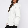 thumbnail image 5 of Short Sleeve Sweatshirt Women Full Zip Clearance Tops Women Hooded Long Sleeve Zipper Solid Cardigan Hoodies Sweatshirt With Pocket, 5 of 9