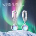 thumbnail image 2 of Cuoka Pendientes de aro de piedra lunar peque&ntilde;a de plata de ley 925 con malaquita y &aacute;gata de musgo para mujer, con caja de regalo, Mediano, Plata de ley, Sin piedra preciosa, 2 of 8