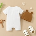 thumbnail image 4 of NZRVAWS Newborn Baby Boys Romper Short Sleeve Round Neck Bear Jumpsuit Bodysuit with Hat 3-6 Months, 4 of 7