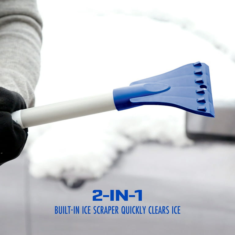 Snow Joe 2-in-1 Telescoping Snow Broom + Ice Scraper, 18 x 7 Foam Head 
