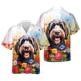 thumbnail image 3 of Welcome Spring Summer Portuguese Water Dog Portrait Flower Blue Sky Hawaiian Shirt Breathable Summer Unisex Merch PWD Portie Fishing Dog Lover - 12001, 3 of 6
