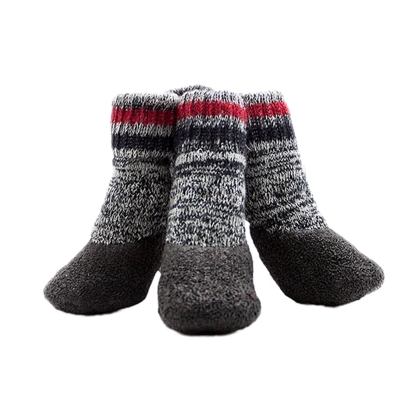 2 pares de calcetines acolchados de felpa para mascotas, cálidos, impermeables y antideslizantes para otoño e invierno (gris n.° 4)