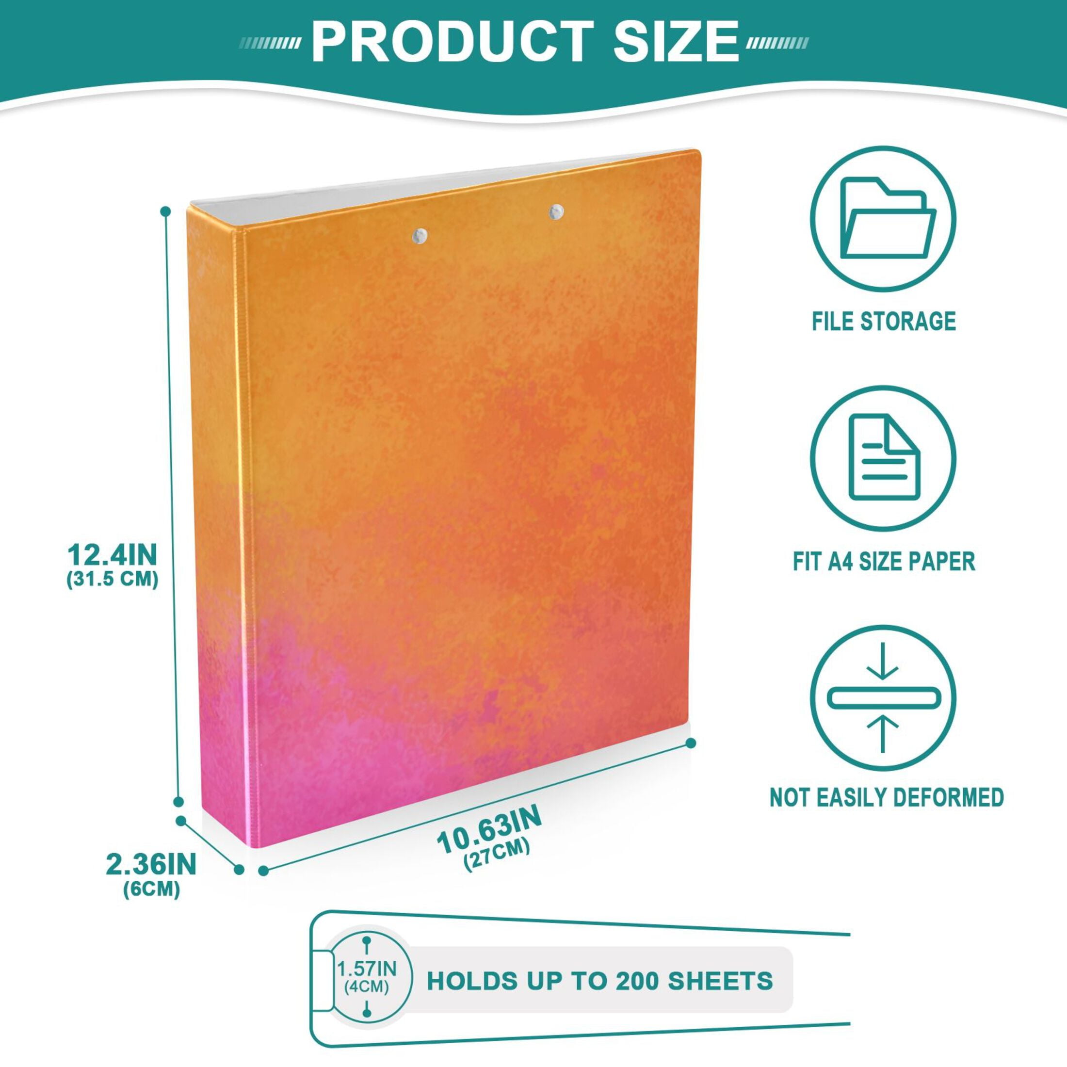 Hard Shell Ring Binder With Clip Holds 200 Sheets Office Home Organization Dye Painting