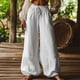 thumbnail image 1 of TaTaai Women High Waist Cotton Linen Wide Leg Pants Solid Color Elastic Drawstring Loose Casual Literary Trousers with Side Pockets Comfy All Season Gift, 1 of 6