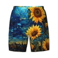thumbnail image 4 of Lsque Mens Swim Trunks Vintage Starry Sky Sunflower Pattern - Bathing Suit Compression Liner - Beach Swim Shorts Swimwear - (S-3XL) - Stretch Quick Dry -Small, 4 of 9