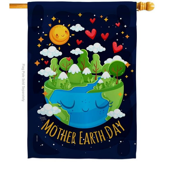 Breeze Decor H115146-BO Mother Earth House Flag Expression Inspirational 28 x 40 in. Double-Sided Decorative Vertical Flags for Decoration Banner Garden Yard Gift
