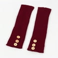 thumbnail image 3 of UJNDER Women Long Ribbed Knit Leg Warmers With Buttons Boot Socks For Winter Sports Wine, 3 of 5