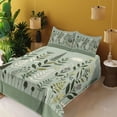 thumbnail image 2 of Ambesonne Monstera Fitted & Top Sheet Set with Sham, Scandinavian Botanical Art, Pale Green Coconut Fawn, 2 of 5