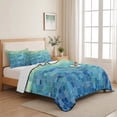thumbnail image 5 of Twin XL Quilt Set 68''x98'', Turquoise Blue Teal Lightweight Bedspread Coverlet Set with 2 Pillow Shams, Chic Stained Glass Texture Aesthetic Breathable All Season Quilt Bedding for Dorm/Guest Room, 5 of 9