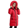 thumbnail image 3 of Turilly Women's Winter Down Hooded Jacket Solid Color Plus Size Loose Overcome Outerwear Long Sleeve Long Coats, 3 of 5