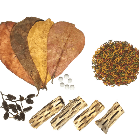 75-Piece Shrimp Kit, Mineral Balls, Cholla Wood, Almond Leaves, Alder Cones