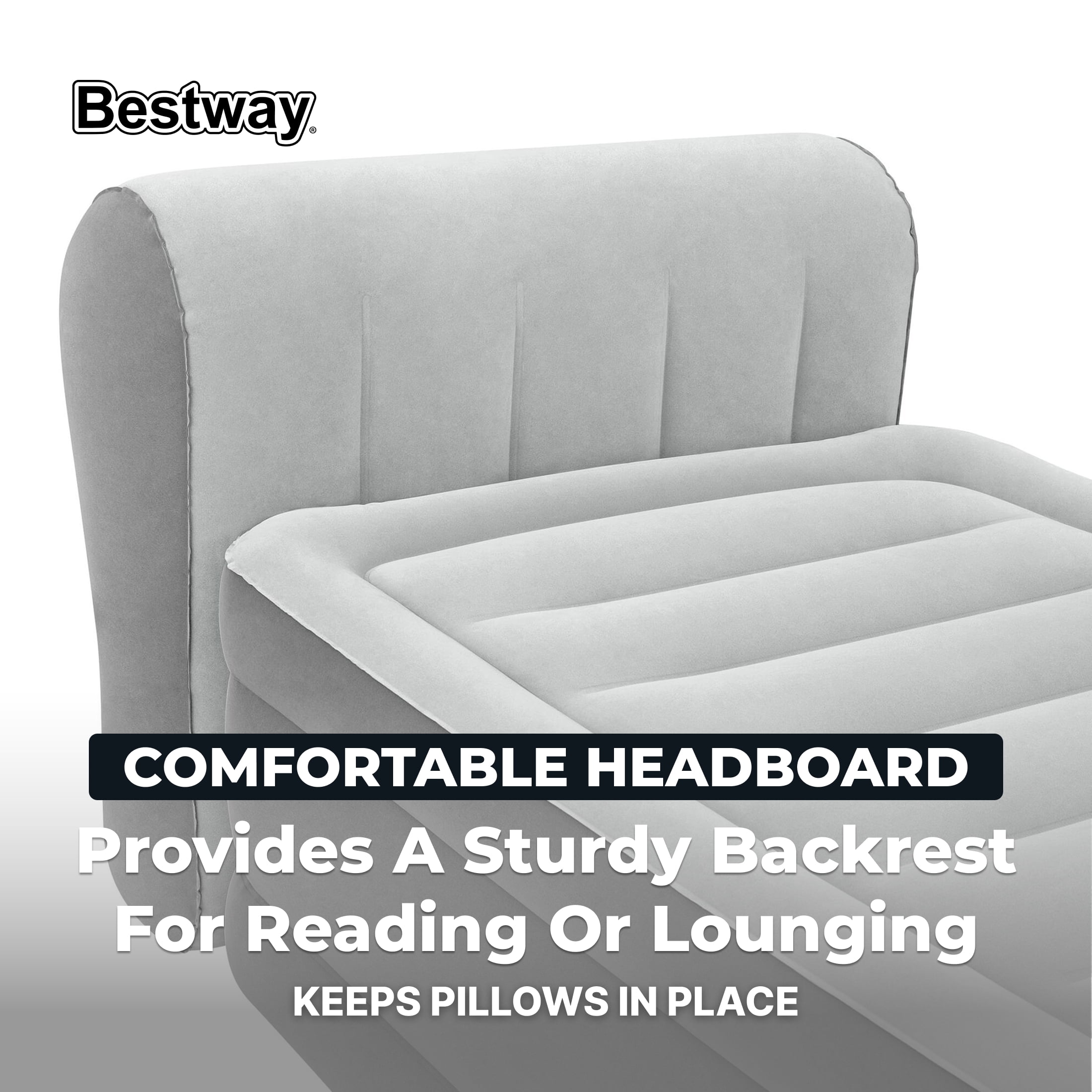 Bestway® Headboard Tritech Air Mattress Twin 18" with built-in AC pump