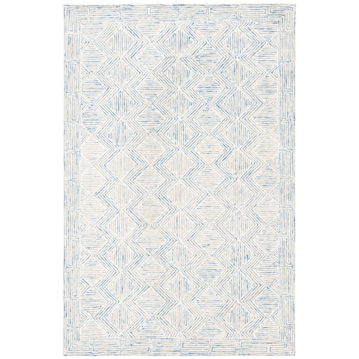 SAFAVIEH Micro-Loop Herbert Geometric Area Rug, Blue/Ivory, 2' x 3'