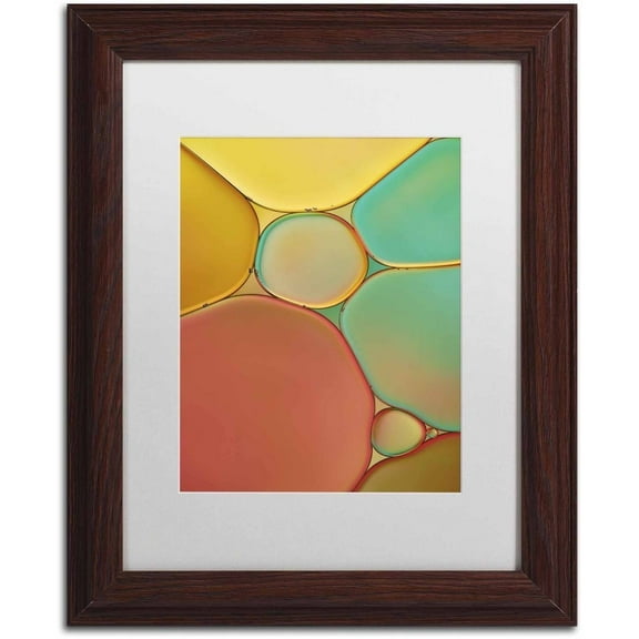 Trademark Fine Art 'Red Yellow and Green Drops' Canvas Art by Cora Niele, White Matte, Wood Frame