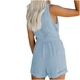 thumbnail image 3 of AXXD Clearance Shorts For Women, Solid Button Sleeveless Deep V Lacing Belt Jumpsuit Black Jean Shorts for Women Light Blue 12, 3 of 8