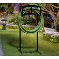 thumbnail image 2 of Fire Beauty Heavy-Duty Portable Garden Hose Holder with Storage Basket - 120lb Capacity Holds 180ft Hose, Rustproof Stainless Steel & Dual Support Rods, Modern Geometric Design, 2 of 11