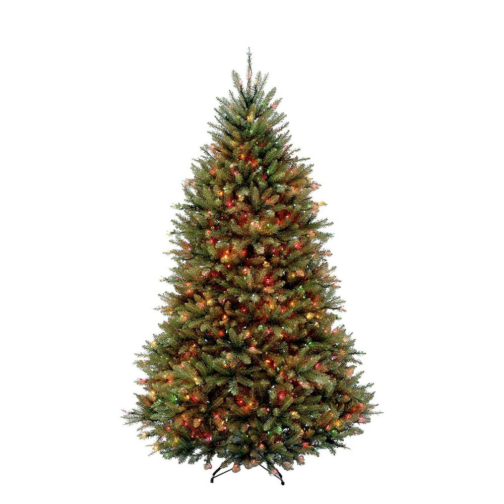 National Tree Company Multicolor Prelit Incandescent Green Hinged Fir