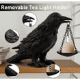 thumbnail image 2 of Gothic Crow Tealight Candle Holder, Black Resin Raven Statue Lamp, Unique Goth Home Decor for Bedroom, Gothic Gift Idea, 2 of 6
