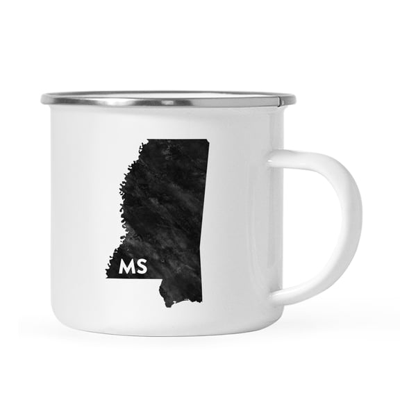 Koyal Wholesale 11oz. US State Stainless Steel Campfire Coffee Mug, Modern Black Grunge Abbreviation, Mississippi