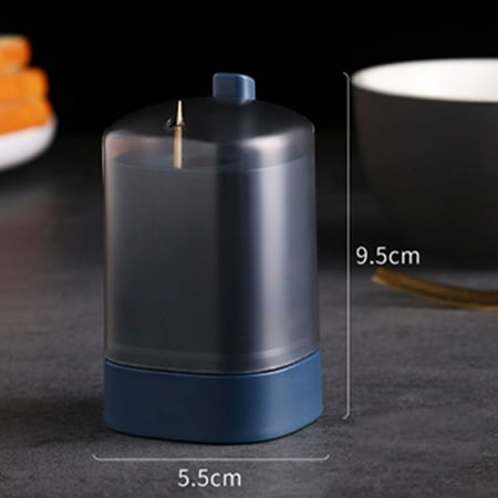 

Toothpicks Storage Box Automatic Tooth Pick Dispenser Automatic Toothpick Box Automatic Popup Detachable Bottle Transparent Window Toothpicks Storage Box For Home RestaurantBlue