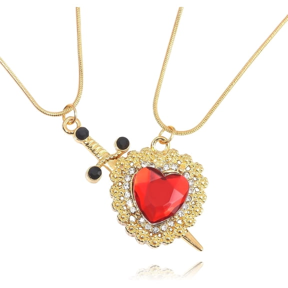 Heart and Sword Couple necklace - Knight and Princess Necklace - Romantic Matching Jewelry Christmas Valentine New Year's Day Birthday Gift for Women Men