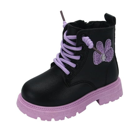 Quealent Sneakers for Boys and Girls Non-Slip Rubber Sole High-Top PU Leather Sneakers First Walking Shoes Toddler Loafers Flats Shoe (Purple 18 Months)