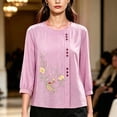 thumbnail image 2 of Kezqiaxn Blouses for Women Dressy Embroidery Half Sleeve Crew Neck Casual Loose Shirts Summer Tops Plus Size Fashion, 2 of 6