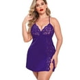 thumbnail image 6 of Avidlove Women Sexy Christmas Lingerie Satin Plus Size Lingerie Lace Nightgown Sleepwear Sets Purle XL, 6 of 6
