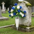 thumbnail image 6 of Rirozkan Artificial Flowers, Bucket Memorial Grave Arrangement, Red Rose Silk Bouquet, Fake Floral Spray for Headstone, All Saints Day, Holiday Decor, 6 of 7
