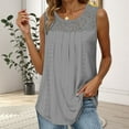 thumbnail image 2 of MIXUE Boho Tops For Women Summer Solid Color Lace Round Neck Sleeveless Fashion Casual Basic Soft Pullover Shirts For Women Tee Shirts Holiday Wear,Gray,S, 2 of 5