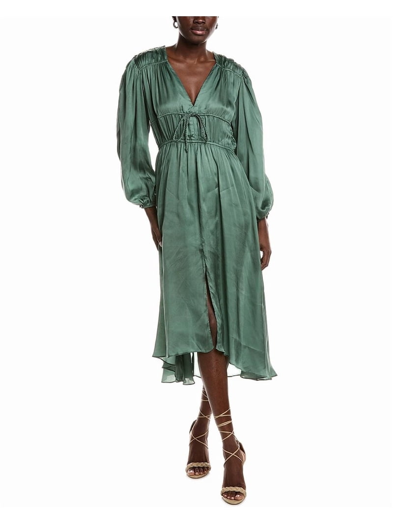 green balloon sleeve dress Maje womens Midi Dress, 34, COLORS_Pink