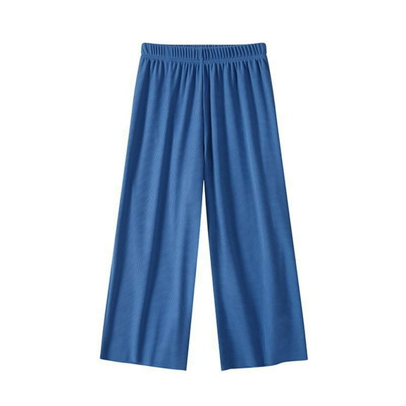 Toddler Boy Pants Child's Summer Solid Color Boys and Girls Baby Elastic Botton Long Pants New Full Length Pants Blue 150