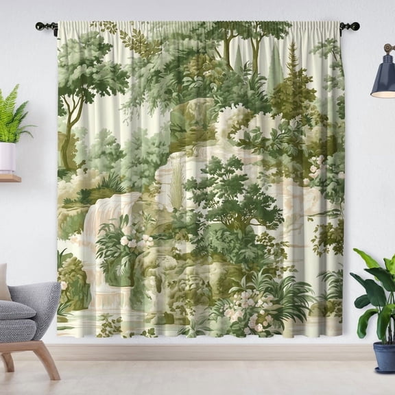 Modern Simple Style Curtains, Forest Tree Curtains, Blackout Curtains for Room Bedroom Decoration(Rod pocket)