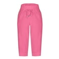 thumbnail image 5 of felwors Summer Pants for Women 2026,Cotton Linen Cropped Pants,Straight Leg Capris Business Ankle Length Chino Trousers (Hot Pink, 3XL), 5 of 6