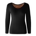 thumbnail image 3 of DuoJiaJ Women German Velvet Seamless Thermal Underwear Solid Color Slim Bottom Outer Wear Thick Warm Long Sleeves Top Thermal Underwear Women Plus Size Warm Winter Black One Size, 3 of 5