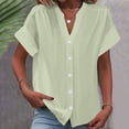 thumbnail image 2 of Wlynlyn Button down Shirts for Women Roll up Short Sleeve Shirts Collared V Neck Blouses Business Casual Work Tops, 2 of 6