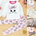 thumbnail image 5 of Dakiuu Girls Pink Cute Pajamas 2 Pieces Cats Long Sleeve Lepard Pants Sleepwear Pj Clothes Cotton Loungewear for 3M-6T Toddler Kids Spring Fall Winter Clothing White 18-24 Months (100), 5 of 5