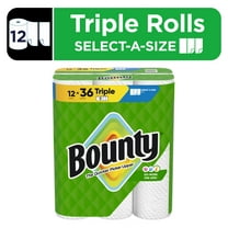 Bounty Paper Towels Select-A-Size White, 12 Triple Rolls, 123 Sheets Per Roll