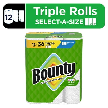 Bounty Paper Towels Select-A-Size White, 12 Triple Rolls, 123 Sheets Per Roll
