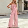 thumbnail image 5 of Cagogo Women's 2 Piece Casual Sets V Neck Sleeveless Tank Top Wide Leg Pants Solid Boho Vacation Outfit Loose Summer Travel Clothes Matching Lounge Sets Tracksuits, Pink M, 5 of 6