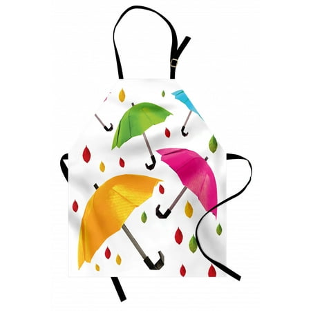

Colorful Apron Several Sized Umbrella Motif with Leaf Droplets Water Climate Security Design Unisex Kitchen Bib Apron with Adjustable Neck for Cooking Baking Gardening Multicolor by Ambesonne