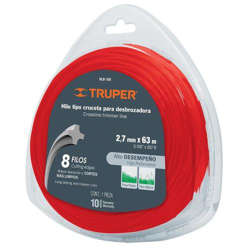 Hilo redondo para desbrozadora, 63 m largo, 2.7 mm, blister Truper