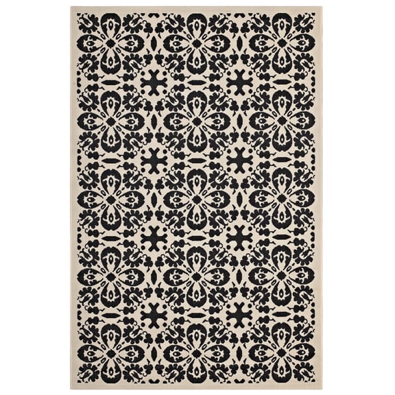 Modern Contemporary Urban Living Lounge Room, Indoor and Outdoor Area Rug Runner Floor Carpet, Vintage Style, Fabric, Multi Black