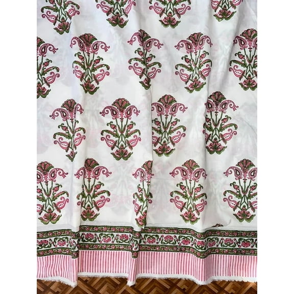 New Era Creation Cotton Lining Pink Hand Block Print Curtain for Bedroom,Custom Size Drapery for livingroom,Rod Pocket,Rod Pocket with Header,Eyelets,Tie Top