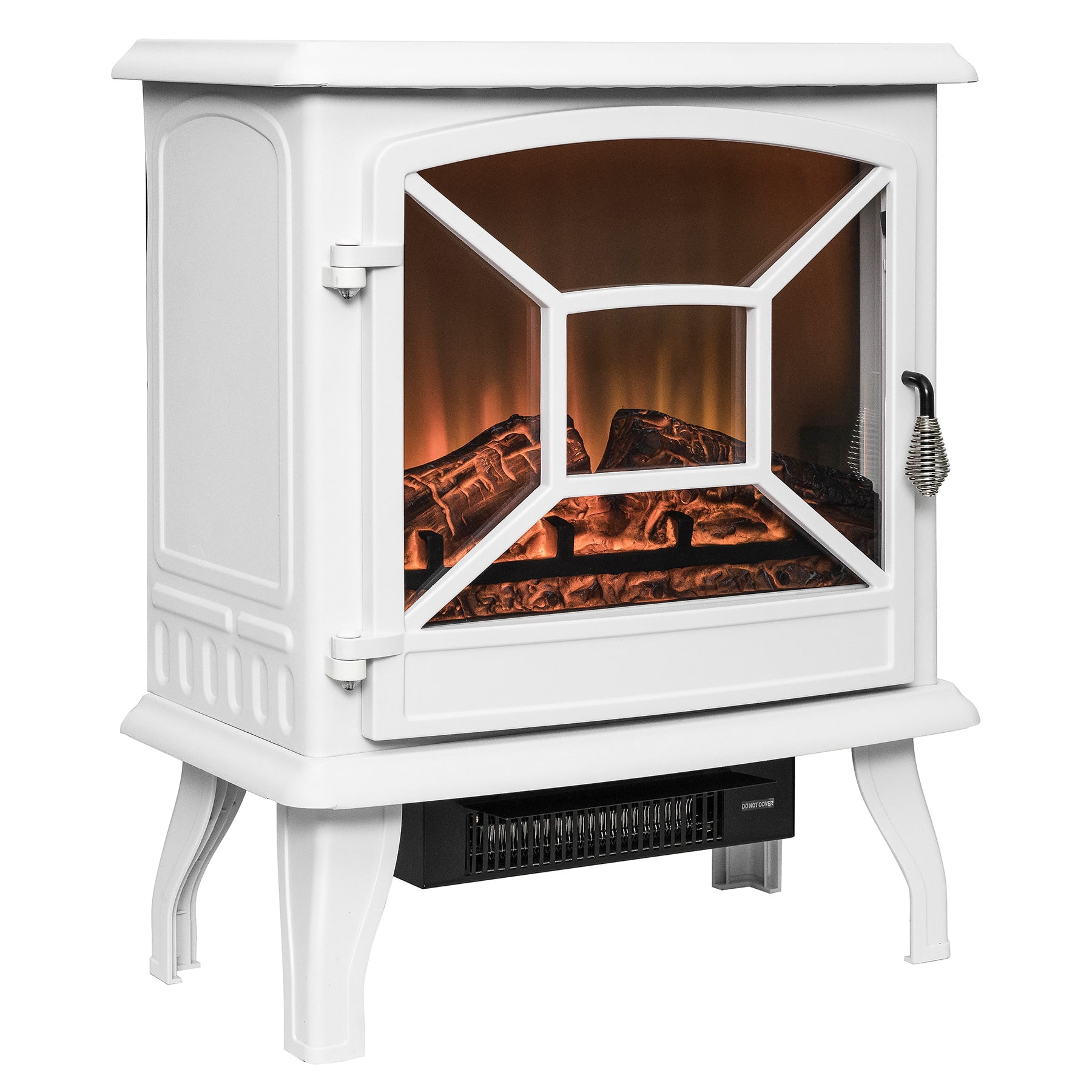Akdy Fp0083 20 White Freestanding Portable Electric Fireplace Firebox Heater Flames W Logs