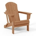 thumbnail image 3 of WestinTrends Malibu 3-Pieces Adirondack Chairs Set with Side Table, All Weather Outdoor Seating Plastic Patio Lawn Chair Folding for Outside Porch Deck Backyard, Teak, 3 of 15